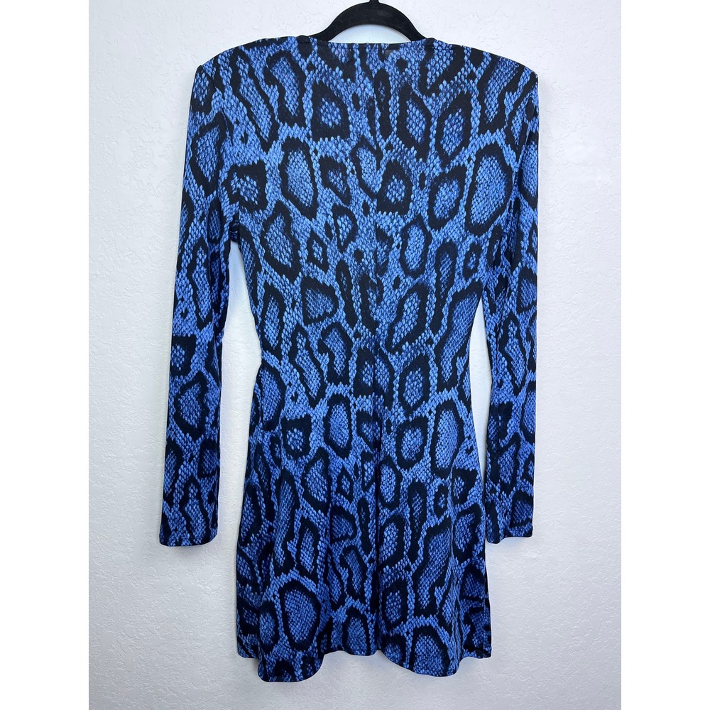 DANIELLE BERNSTEIN Who Wore What Blue Snake Print Long Sleeve Mini Dress Size M - Picture 2 of 8